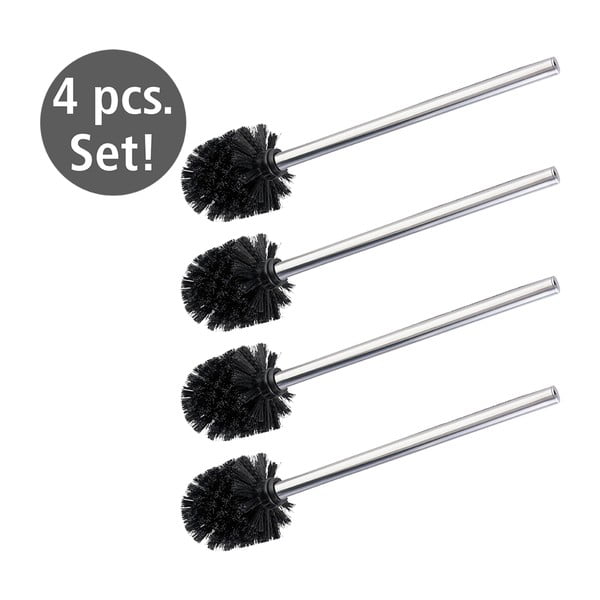 Blizgios sidabrinės spalvos iš nerūdijančio plieno atsarginiai šepečiai tualeto šepečiai 4 vnt. Ø8cm – Wenko