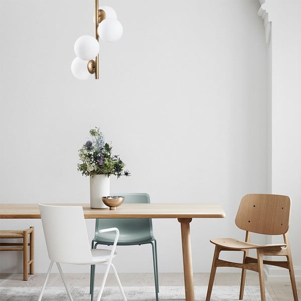 Baltos spalvos/žalvario spalvos lubinis šviestuvas ø 15 cm su stiklo gaubtu Faze – Opviq lights-image-1