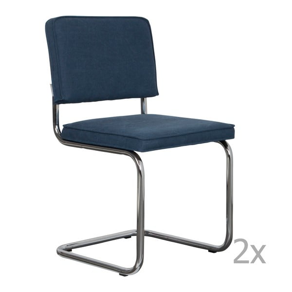 2 tamsiai mėlynų kėdžių rinkinys Zuiver Ridge Ribge