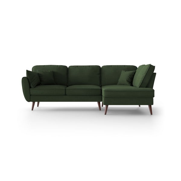 Žalios spalvos kampinė sofa My Pop Design Auteuil, dešinysis kampas