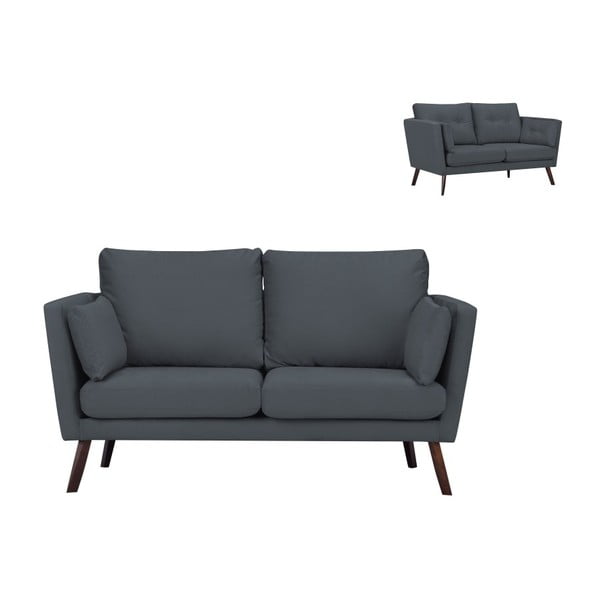 Tamsiai pilka 2 vietų sofa Mazzini Sofos Elena-image-1