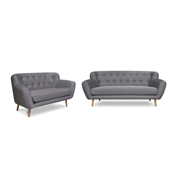 2 pilkų sofų dviems ir trims asmenims rinkinys Cosmopolitan design London