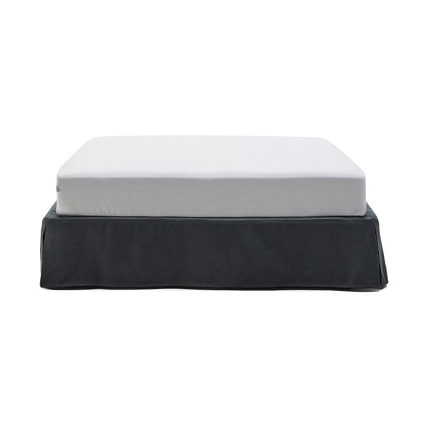 Antracito spalvos dvigulė lova audiniu dengta 150x190 cm Jaira – Kave Home-image-1