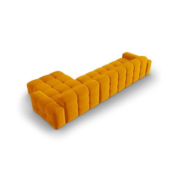Ochros geltonumo aksomo kampinė sofa (dešinysis kampas) Kendal - Micadoni Home-image-4