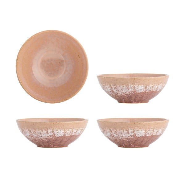 Rausvos spalvos iš akmens masės maži dubenys 4 vnt. 890 ml Darlene – Bloomingville