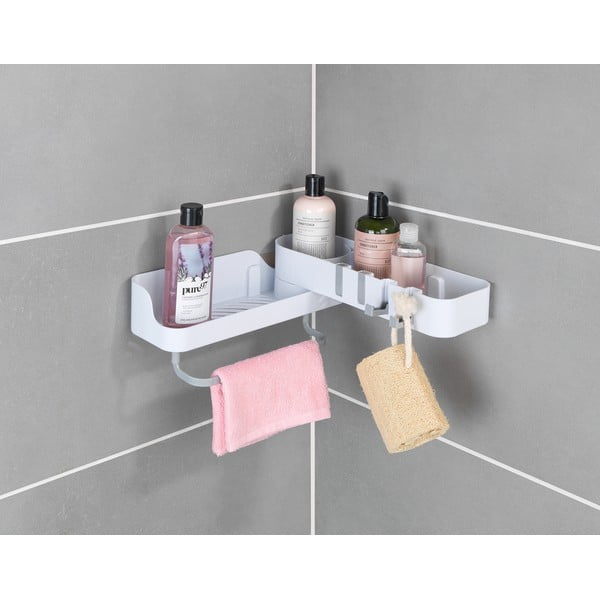 Balta kampinė savaime išsilaikanti vonios kambario lentyna - Maximex-image-3