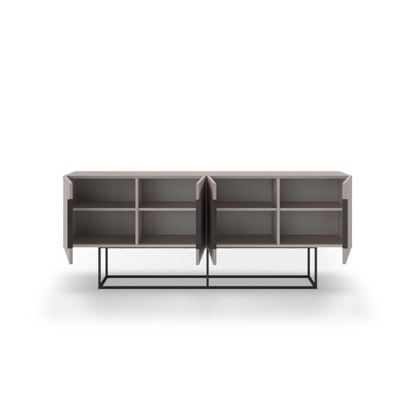 Žema šoninė spintelė pilkos spalvos/smėlio spalvos 200x80 cm Titan – Marckeric-image-2