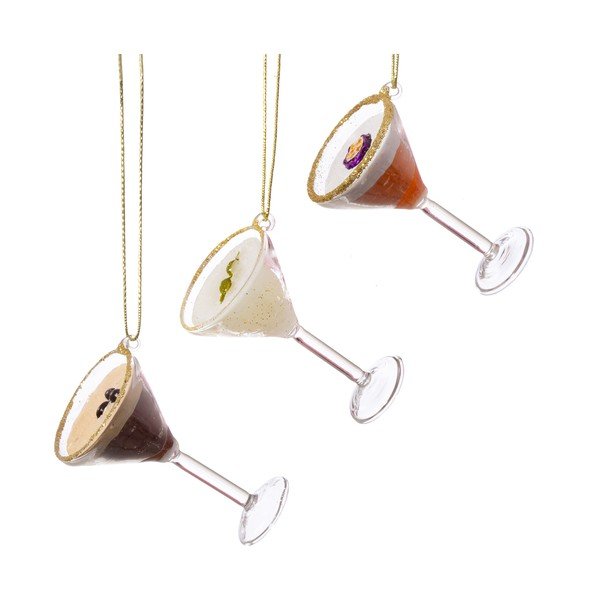 Iš stiklo eglutės papuošimai 3 vnt. 15,5 cm Martini Cocktail – Sass & Belle