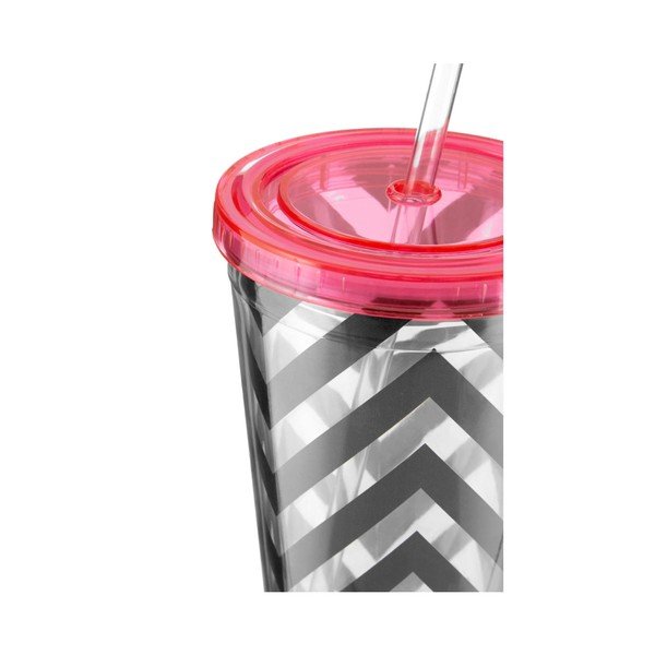 Dryžuotas puodelis su rausvu dangteliu Premier Housewares Chevron, 450 ml-image-2