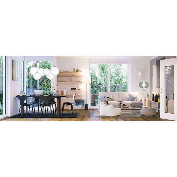 Kabantis šviestuvas baltos spalvos/sidabrinės spalvos ø 25 cm su stiklo gaubtu RONDO – EGLO-image-1