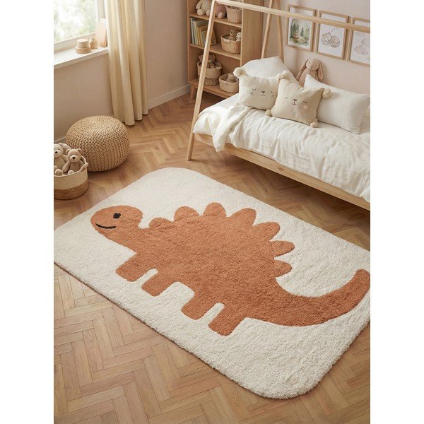 Skalbiamas/rankų darbo oranžinės spalvos/kreminės spalvos iš medvilnės vaikiškas kilimas 140x200 cm Snuggle Doro – Hanse Home-image-1