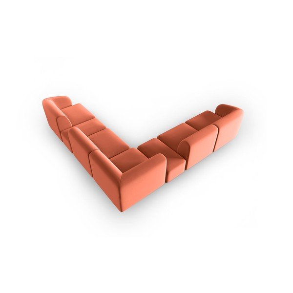 Rožinės spalvos iš velveto kampinė sofa Paolo – Milo Casa-image-3