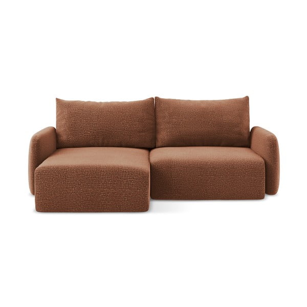 Raudonos plytų spalvos sulankstoma/su sandėliavimo vieta kampinė sofa (su kairiuoju kampu) Kalena – Makamii