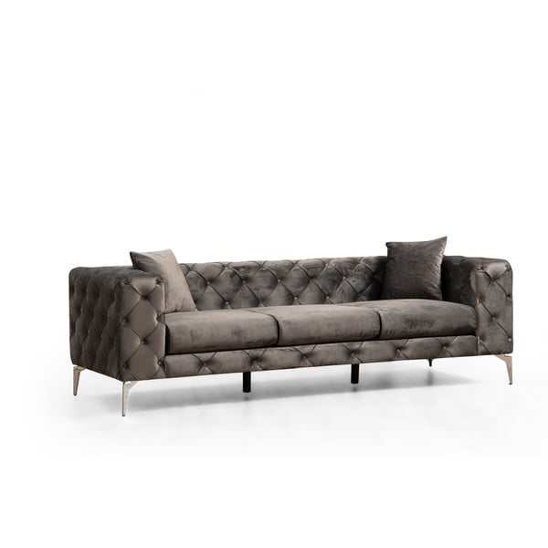 Sofa tamsiai pilkos spalvos iš velveto 237 cm Como – Balcab Home