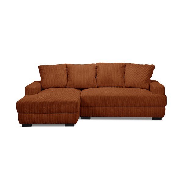 Oranžinės spalvos sulankstoma/su sandėliavimo vieta kampinė sofa iš kordinio velveto (su kairiuoju kampu/su gultu) Campi – Bobochic Paris