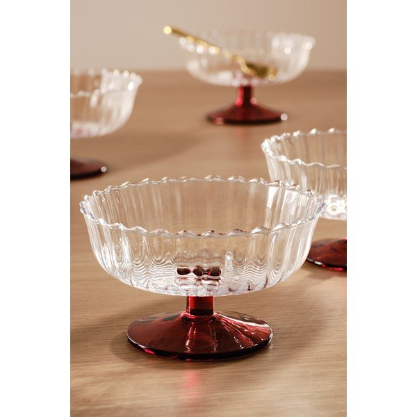 Skirta ledams raudonos spalvos iš stiklo  maži dubenys 4 vnt. 230 ml Flora – Jotex-image-1