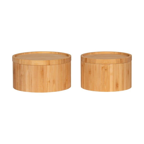 Natūralios spalvos iš bambuko daiktadėžės su dangčiu/dekoratyvinės 2 vnt. ø 15x8 cm Chefalu – House Nordic