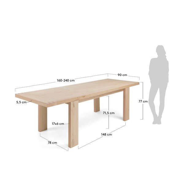 Sulankstomas valgomojo stalas "La Forma Dobry", ilgis 160-240 cm-image-1