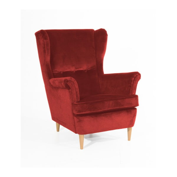 Plytų raudonos spalvos fotelis su šviesiai rudomis kojomis "Max Winzer Clint Suede