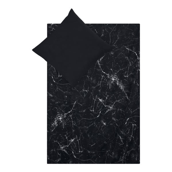Juodos spalvos viengulė medvilninė patalynė Westwing Collection Malin, 155 x 220 cm