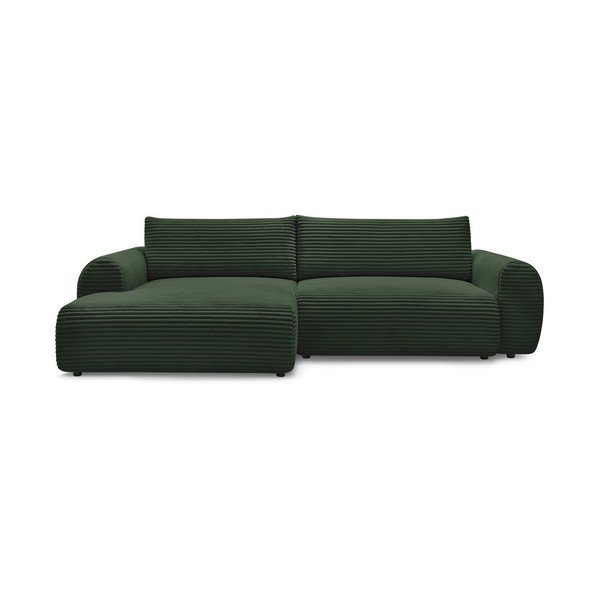 Iš kordinio velveto sulankstoma kampinė sofa tamsiai žalios spalvos (su kairiuoju kampu) Lucien – Bobochic Paris