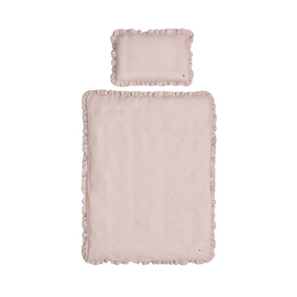 Rausva vaikiška antklodė su pagalve BELLAMY Dusty Pink, 80 x 100 cm