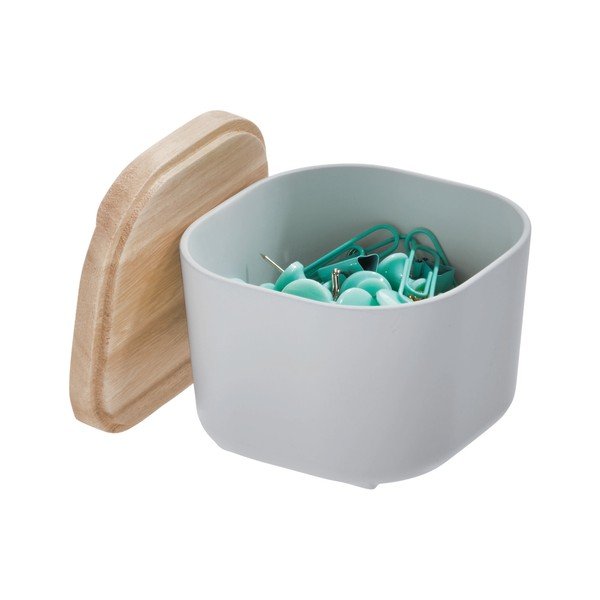 Pilka dėžutė su dangteliu pagaminta iš paulovnijos medienos iDesign Eco, 9 x 9 cm-image-2