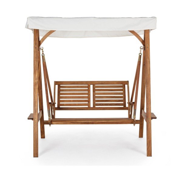 Natūralios spalvos medžio masyvo sodo supamasis suoliukas Noemi – Bizzotto