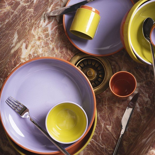 Oranžinės spalvos/violetinės spalvos desertinė iš akmens masės lėkštė ø 18 cm Duo – ONA-image-1