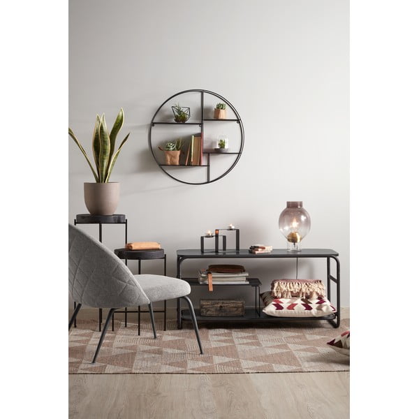 Iš metalo kelių aukštų sieninė lentyna juodos spalvos 55 cm Across – Kave Home-image-1