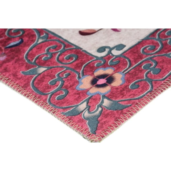 Raudonos ir kreminės spalvos plaunamas kilimas 180x120 cm - Vitaus-image-2