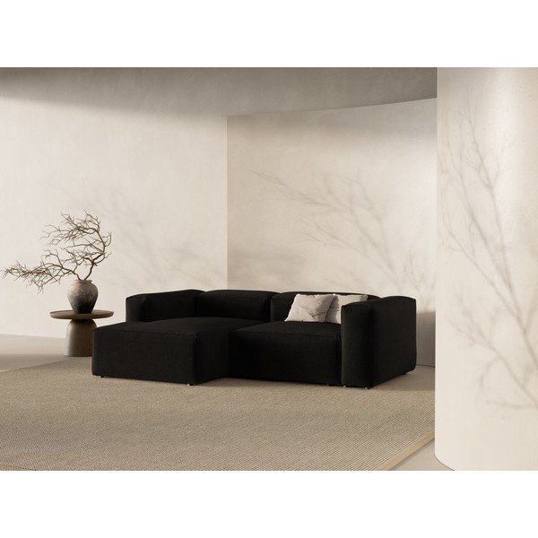 Juodos spalvos kampinė sofa (su kairiuoju kampu/su gultu) Bergamo – Cosmopolitan Design-image-1
