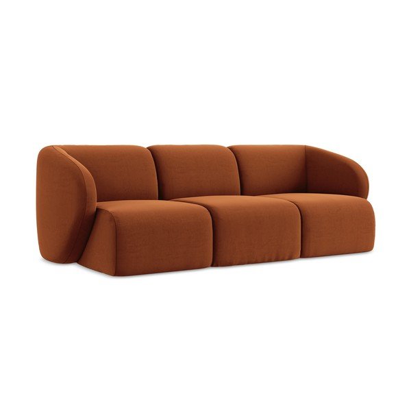 Terakotos spalvos sofa iš velveto 244 cm Lani – Makamii-image-1