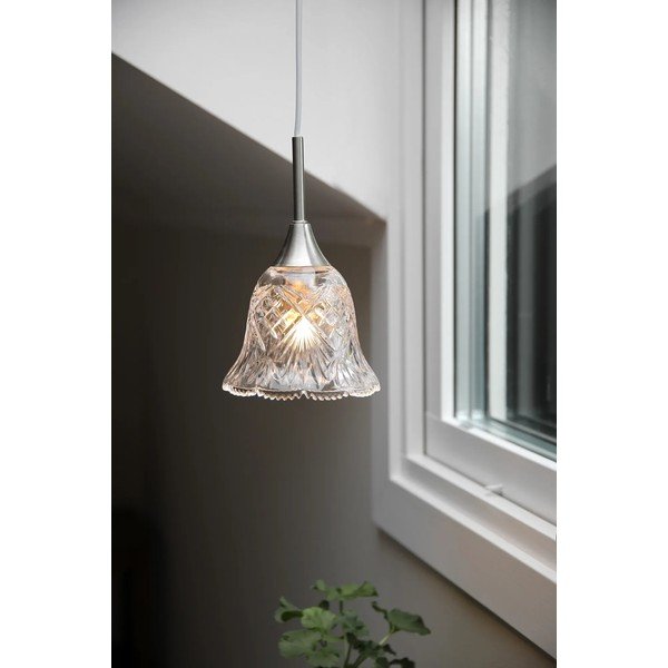 Sidabrinės spalvos kabantis šviestuvas ø 13,5 cm su stiklo gaubtu Luna – Markslöjd-image-1