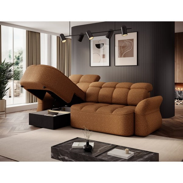 Geltonos spalvos/rudos spalvos iš velveto sulankstoma/su sandėliavimo vieta kampinė sofa (su kairiuoju kampu/su gultu) Beneth – ELTAP-image-4