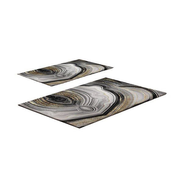 Pilkos spalvos/auksinės spalvos vonios kilimėliai 2 vnt. 60x100 cm CT – Foutastic
