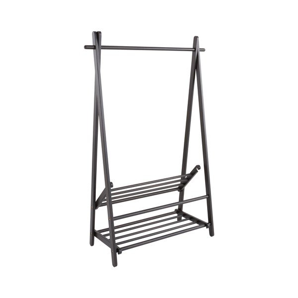 Juodos spalvos iš pušies masyvo drabužių kabykla 100x150x41 cm Cole – Jotex