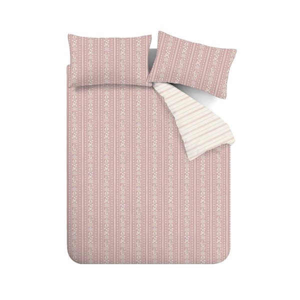 Baltos spalvos/rožinės spalvos dvigulė/itin ilga patalynė 230x220 cm Regency Stripe – Catherine Lansfield