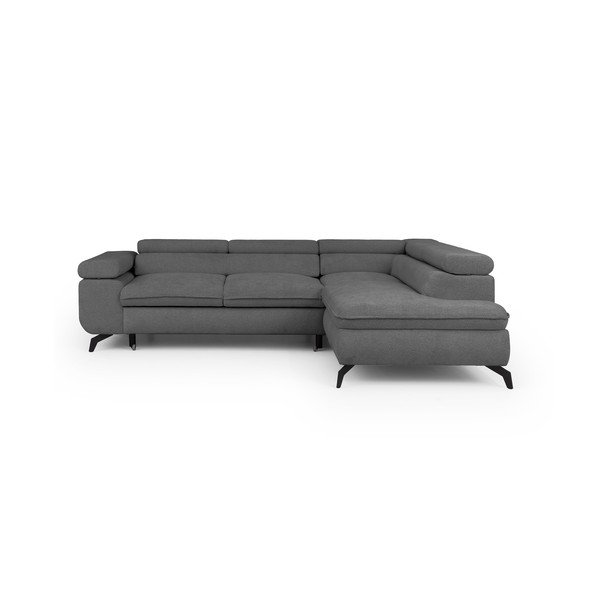 Pilkos spalvos kampinė sofa iš šenilinio audinio (su dešiniuoju kampu/„L“ formos) Marbeya  – Ropez