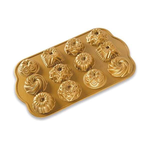 Aukso spalvos 12 mini pyragaičių kepimo forma Nordic Ware Minimix, 280 ml