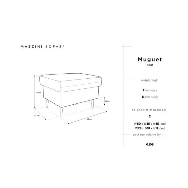 Juodas pufas Mazzini Sofas Muguet, 60 x 45 cm-image-4
