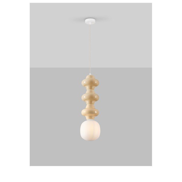 Baltos spalvos/kreminės spalvos iš keramikos kabantis šviestuvas ø 18 cm su stiklo gaubtu Clio – Nova Luce-image-4