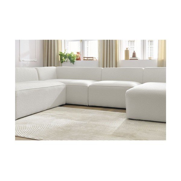 Baltos spalvos iš boucle modulinė kampinė sofa (su kairiuoju kampu/„U“ formos) Megeve – Bobochic Paris-image-4