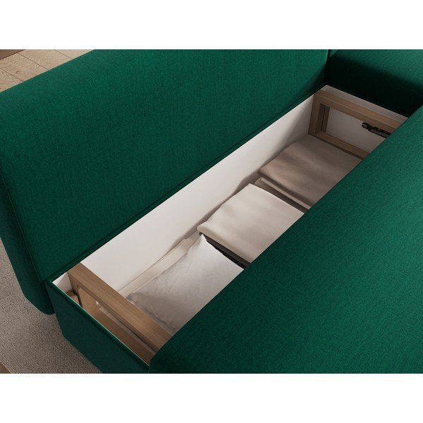 Žalios spalvos sulankstoma/su sandėliavimo vieta kampinė sofa iš velveto Gino – ELTAP-image-4