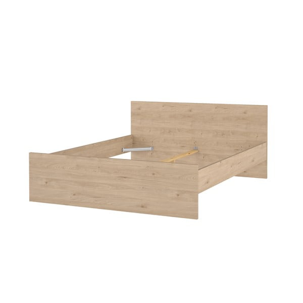 Natūralios spalvos dvigulė lova iš ąžuolo be grotelių 180x200 cm Naia – Tvilum-image-2