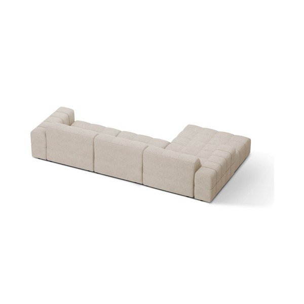 Kreminės spalvos kampinė sofa iš šenilinio audinio (su kairiuoju kampu/su gultu) Chicago – Cosmopolitan Design-image-2
