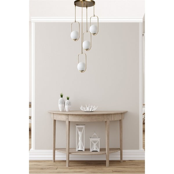 Kabantis šviestuvas baltos spalvos/auksinės spalvos ø 30 cm su stiklo gaubtu Ahu – Opviq lights-image-1