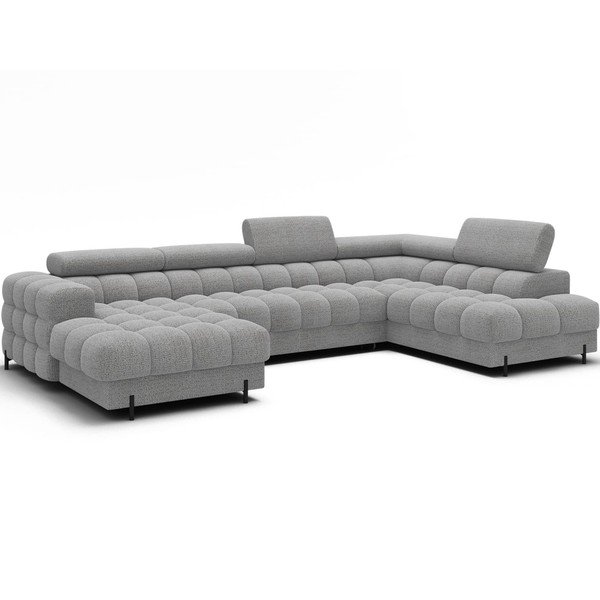 Pilkos spalvos iš boucle sulankstoma kampinė sofa (su dešiniuoju kampu/„U“ formos) Feraria – ELTAP-image-2