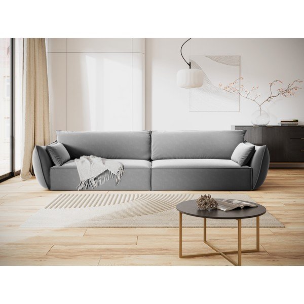 Šviesiai pilkos spalvos iš velveto sofa 248 cm Vanda – Mazzini Sofas-image-1
