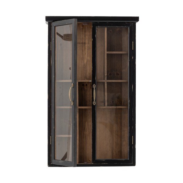 Juodos spalvos iš kėnio masyvo pakabinama vitrina 50x80x14 cm Hazem – Bloomingville-image-4